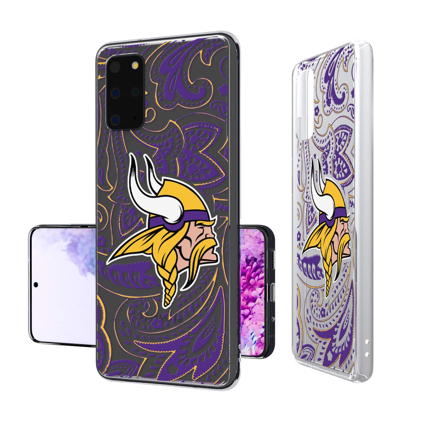 Keyscaper - NFL - Minnesota Vikings Galaxy Clear Paisley Design Case - S23 - Multicolor