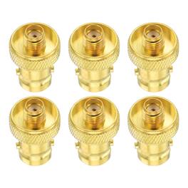 Unique Bargains - 6pcs SMA to BNC Coax Connector, SMA Female to BNC Female Jack 50 Ohm for Antennas/Signal/Ham Radio/Security Cam - Gold