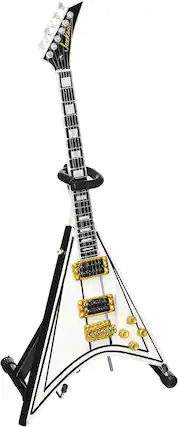 Front. Axe Heaven - Axe Heaven -Randy Rhoads - Randy Rhoads Signature White V Mini Guitar Replica Collectible - COLLECTIBLES - Multicolor.