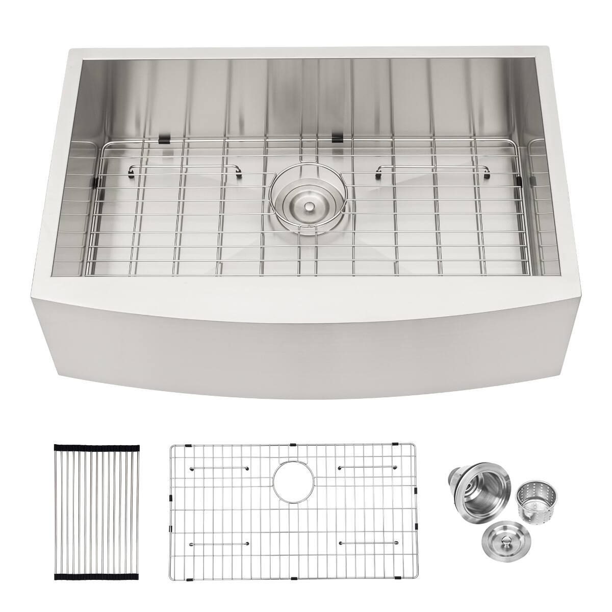 Ropilly 33 inch farmhouse sink apron front kitchen sink brushed ...