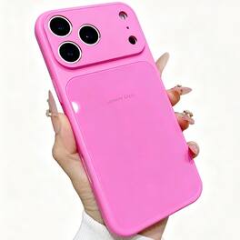 Dteck - for Apple iPhone 17 Pro Max Glossy Tempered Glass Case,Shockproof PC TPU Hybrid Cover,Rugged Anti-Scratch Hard Shell - Rose