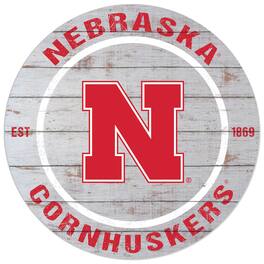 Jardine - Nebraska Huskers 20'' x 20'' Indoor/Outdoor Weathered Circle Sign - White