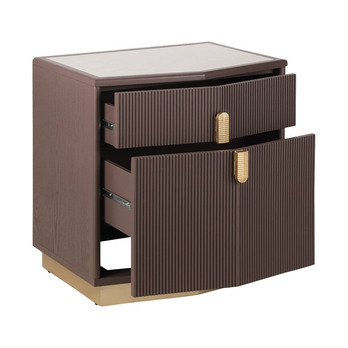 Alt View 8. Loheer - Loheer 2 Drawer Nightstand, Chocolate Vertical Stripe Bedside Table - Chocolate.
