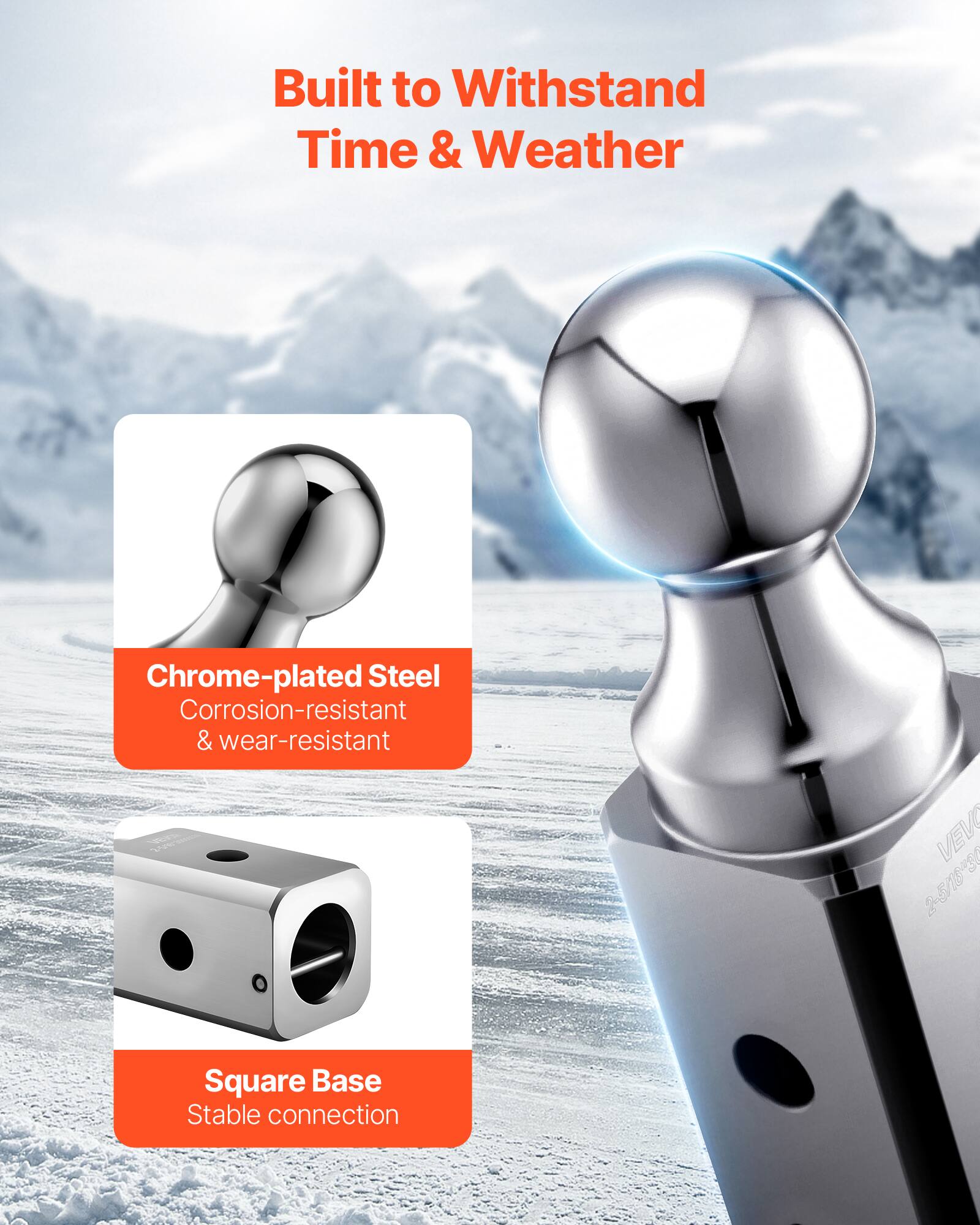 Built to Withstand Time & Weather

- Chrome-plated Steel
  - Corrosion-resistant & wear-resistant

- Square Base
  - Stable connection