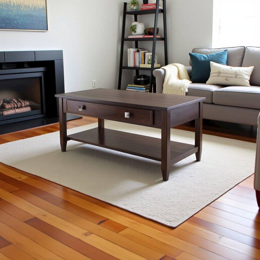 Back. FurniFact - Antique Walnut Coffee Table – Classic Living Room Table with Tapered Legs - Walnut.