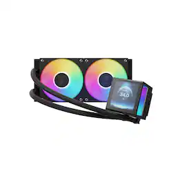 GAMDIAS - CHIONE P5-240 AIO 240mm CPU liquid cooler, temperature LCD display, AMD and Intel - Black