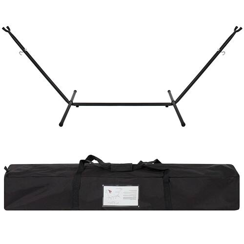 Left. SlickBlue - Desert Stripe Hammock with Stand and Carry Case – Portable Cotton Hammock for Outdoor Use - Green, Blue, Black.