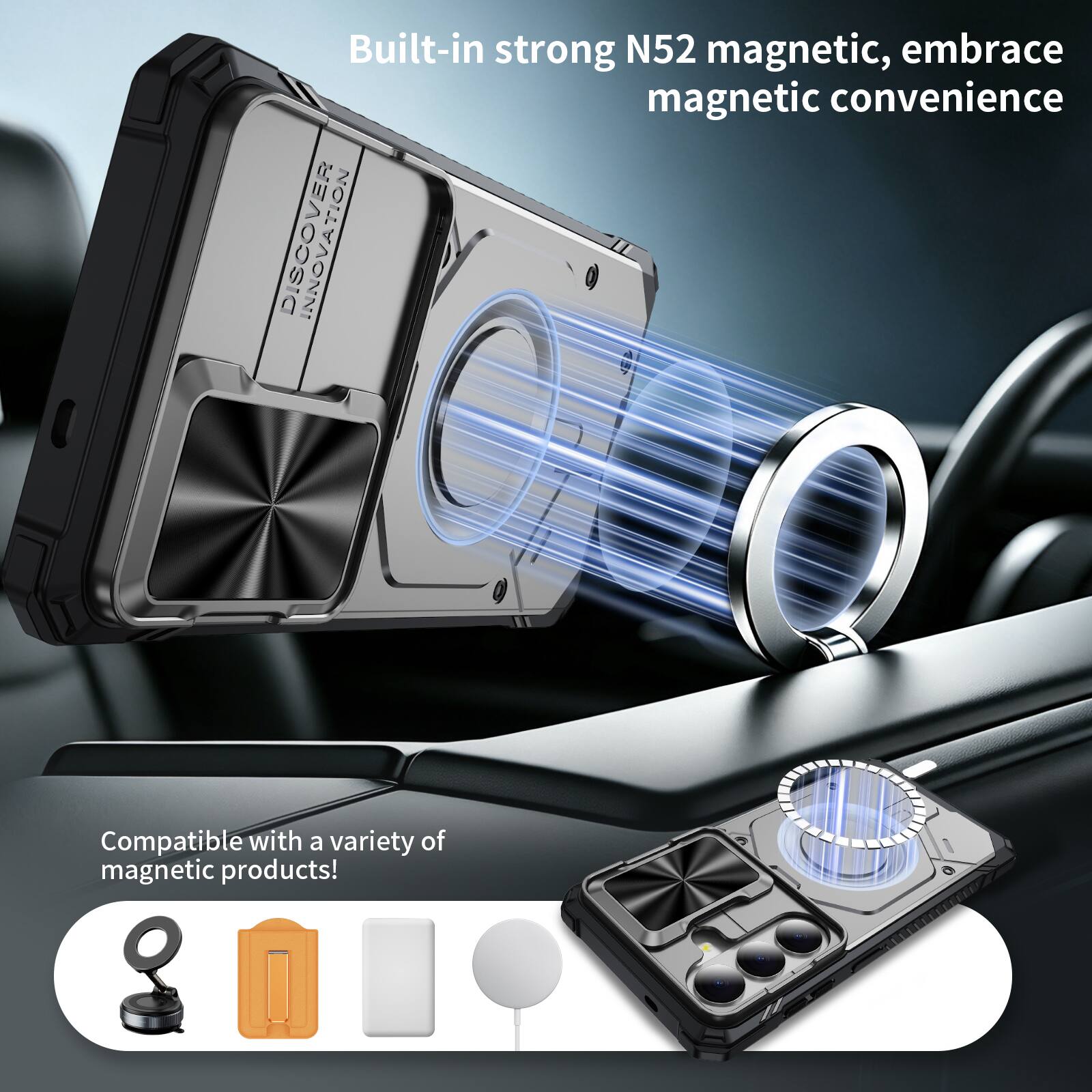 Built-in strong N52 magnetic, embrace magnetic convenience

Compatible with a variety of magnetic products!