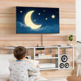 Oumilen - Floating TV Stand with Power Outlet, Wall-Mounted Media Console - White