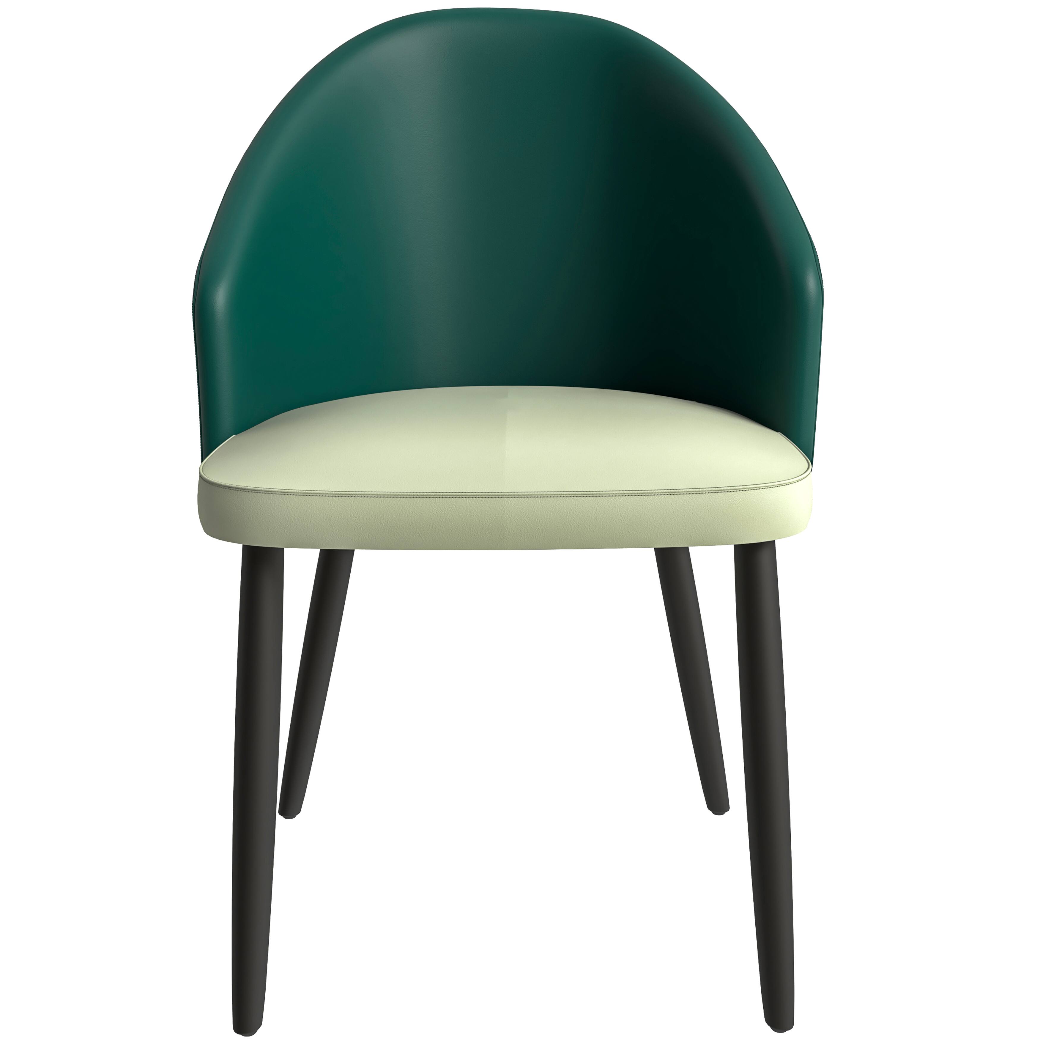 Alt View 2. LeisureMod - Paradiso 2-PCS Modern Dining Chair, Curved Back Accent Side Chair, Solid Oak Wood Legs - Green/Light Grey.