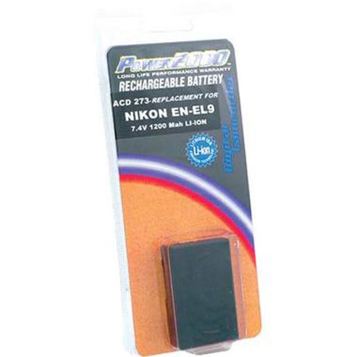 POWERZAL 2000 PERFORMANCE WARRANTY RECHARGEABLE BATTERY FOR ACD 273-REPLACEMENT NIKON EN-EL9 1200 Mah LI-ION 7.4V
