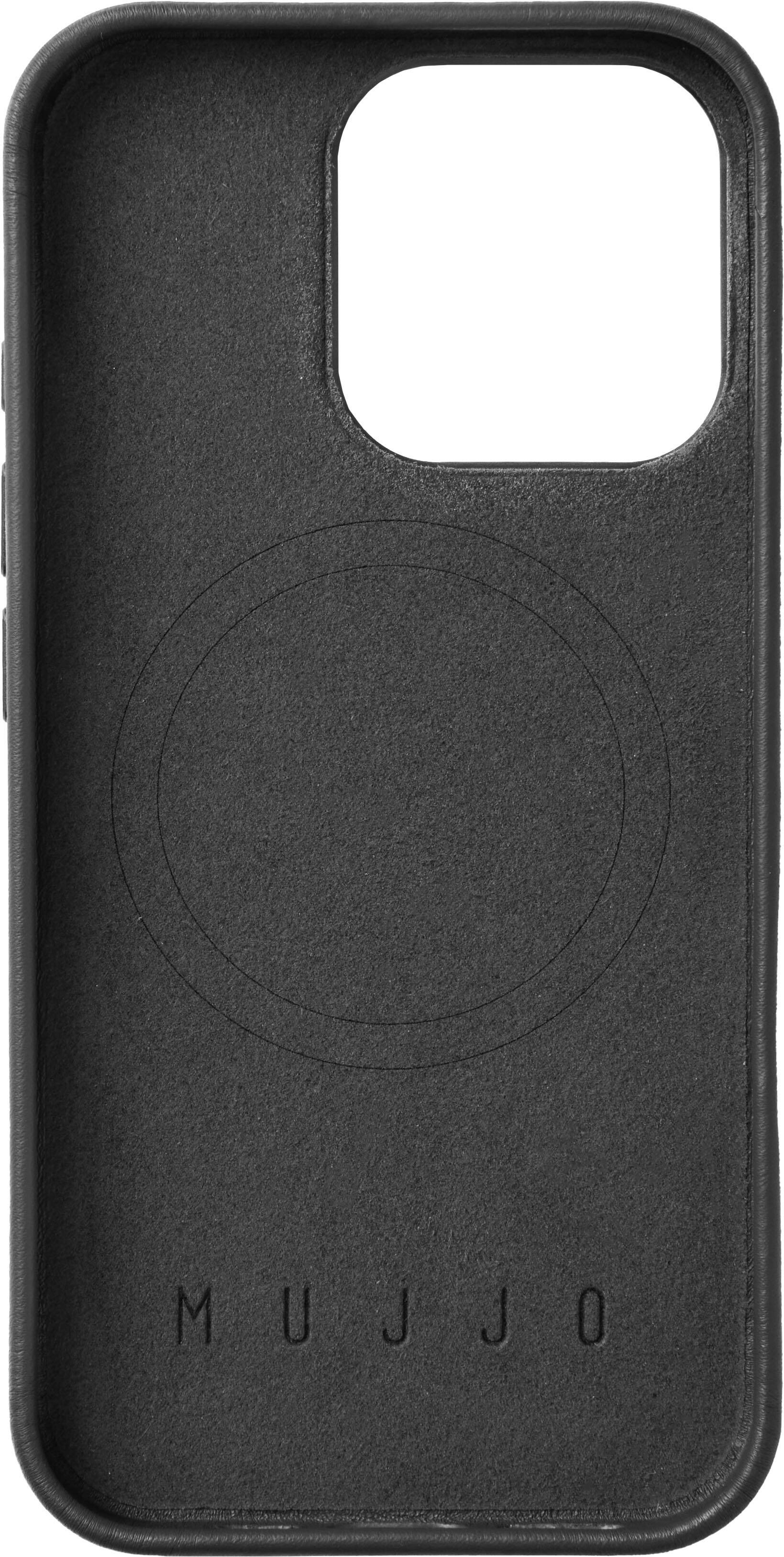 Angle. Mujjo - Apple iPhone 16 Pro Leather Case - Black.