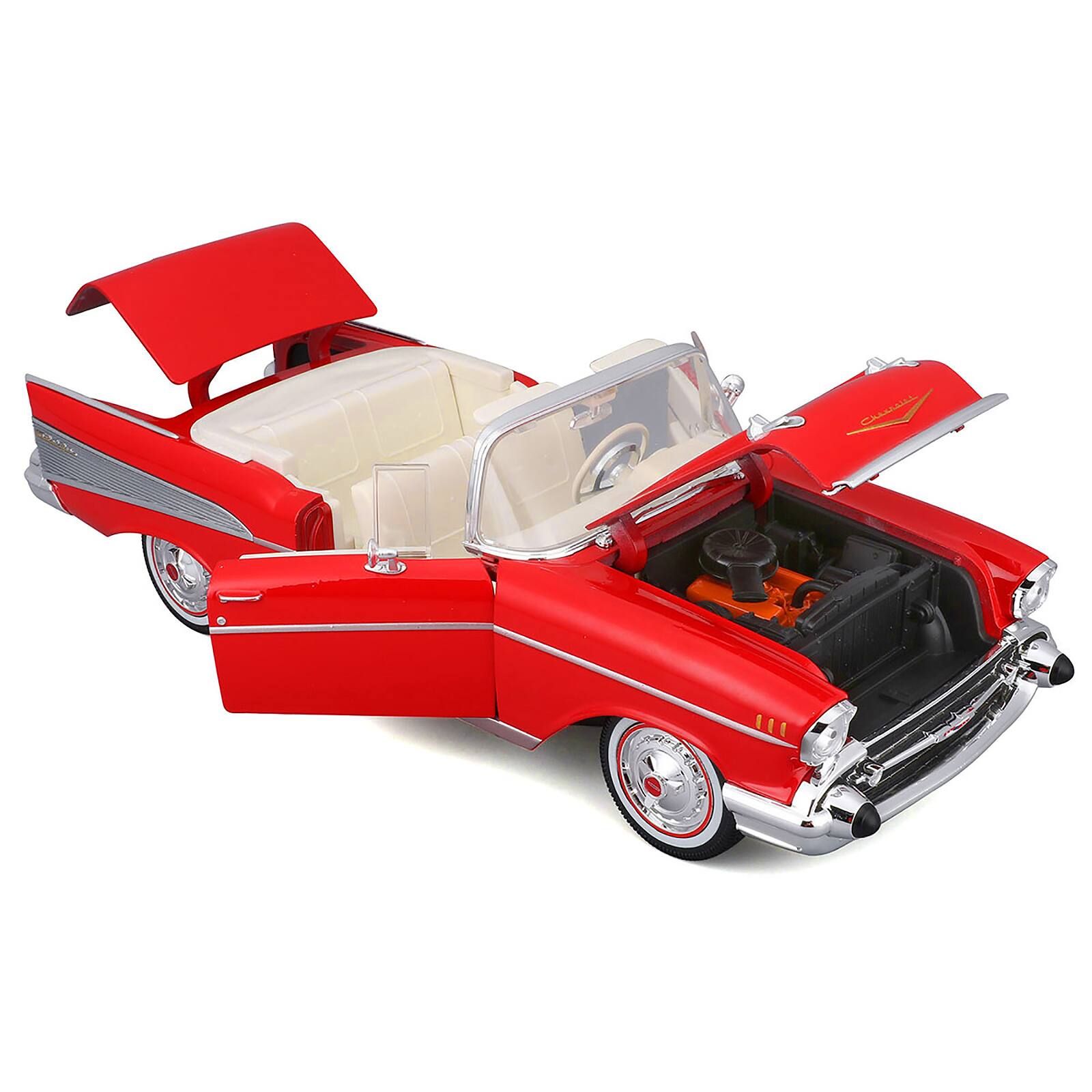 1957 Chevrolet Bel Air Convertible Red with White Interior