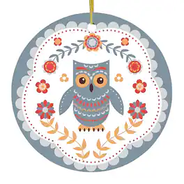 OrnamentallyYou - Scandinavian Owl Ornament Ethnic Folk Boho Decoration Mexican Style Circle Version - Multi-colored