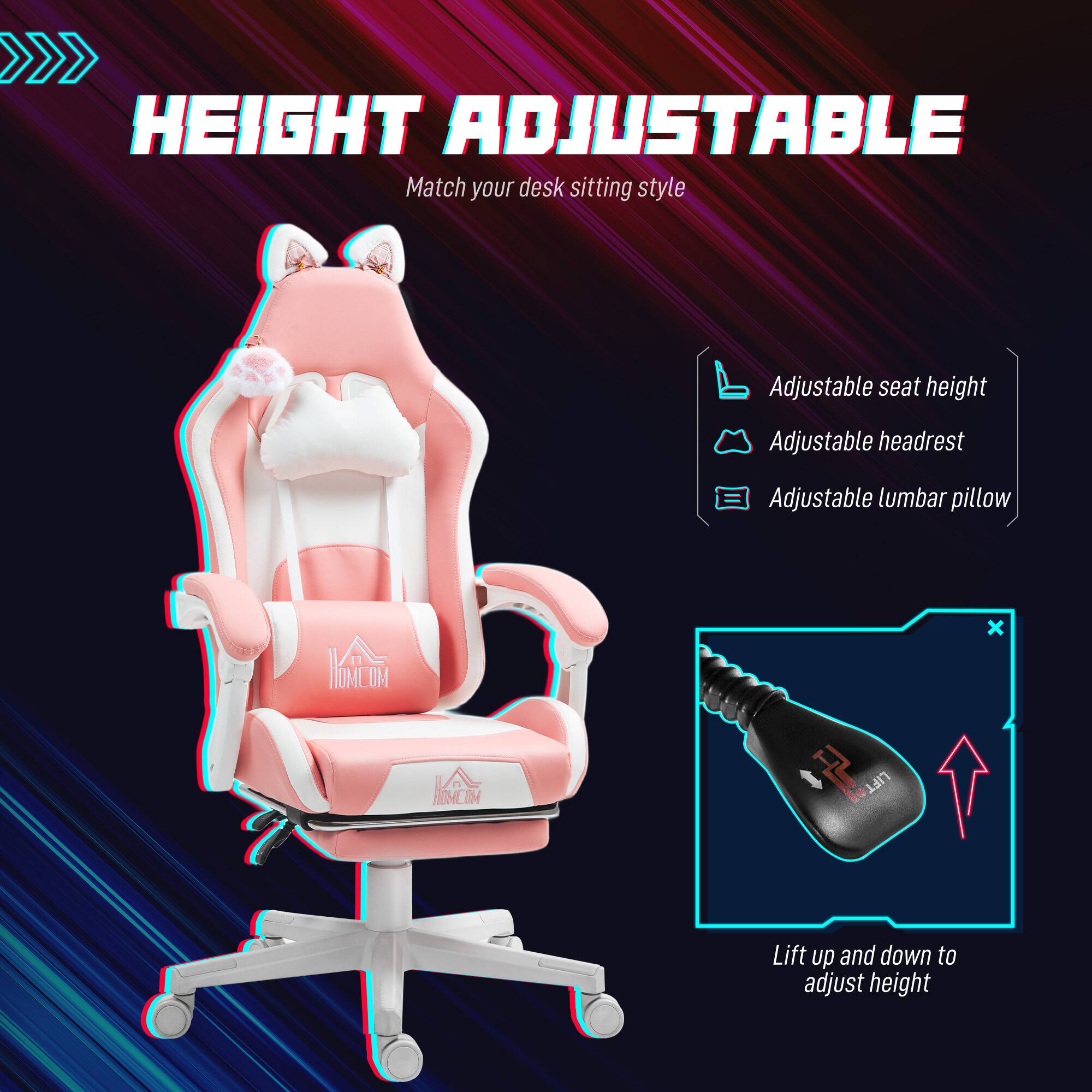 HEIGHT ADJUSTABLE
Match your desk sitting style
Adjustable seat height
Adjustable headrest
Adjustable lumbar pillow
x 1 OMCOM M 5 Lo LIFT
Lift up and down to adjust height