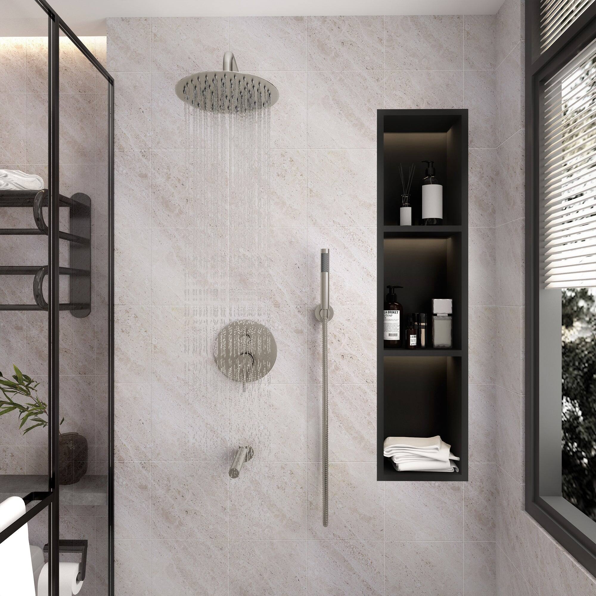 Alt View 3. Boyel Living - Wall Mount Single Handle 1-Spray Tub and Shower Faucet 1.8 GPM in Brushed Nickel Pressure Balance Valve Included - Brushed Nickel.