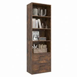 Costway - 6-Tier Industrial Tall Bookshelf Freestanding Modern Bookcase Storage Cabinet - Brown