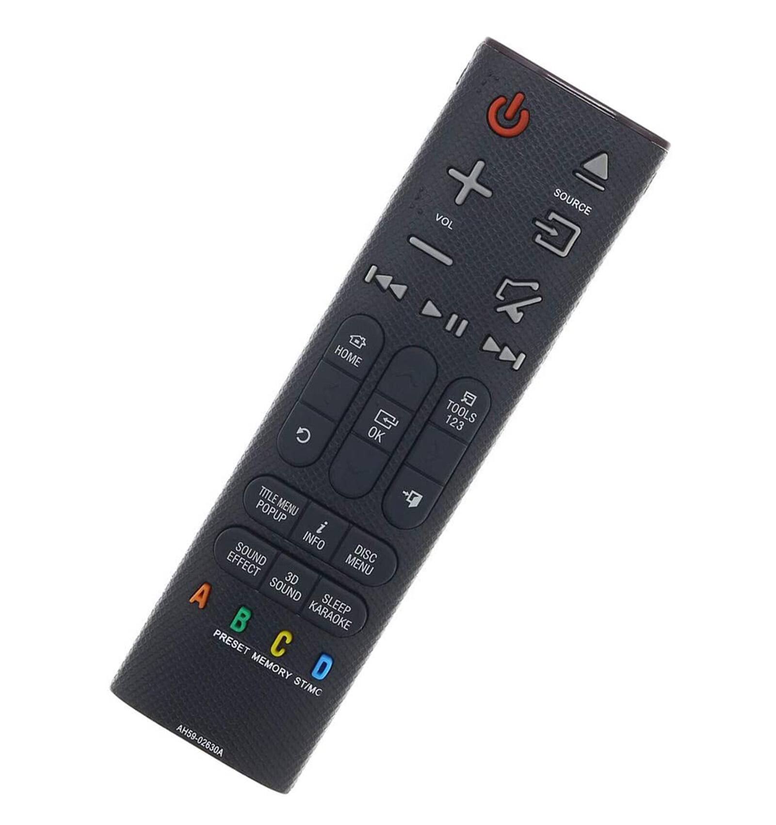 SOURCE VOL C HOME OK 123 TOOLS TITLE MENU POPUP INFO EFFECT SOUND DISC MENU 3D A SOUND KARAOKE SLEEP PRESET MEMORY D ST/MC AH59-02630A