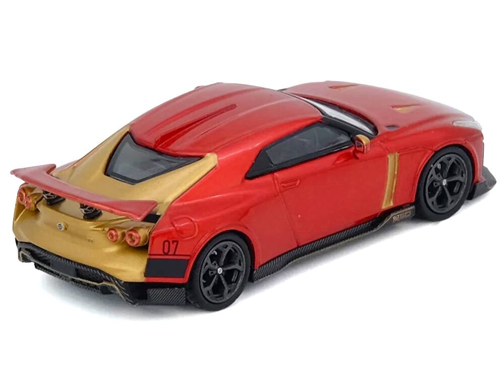 Alt View 1. Inno Models - Nissan GT-R50 By ItalDesign Red Metallic with Gold Accents 1/64 Diecast Model Car by Inno Models.