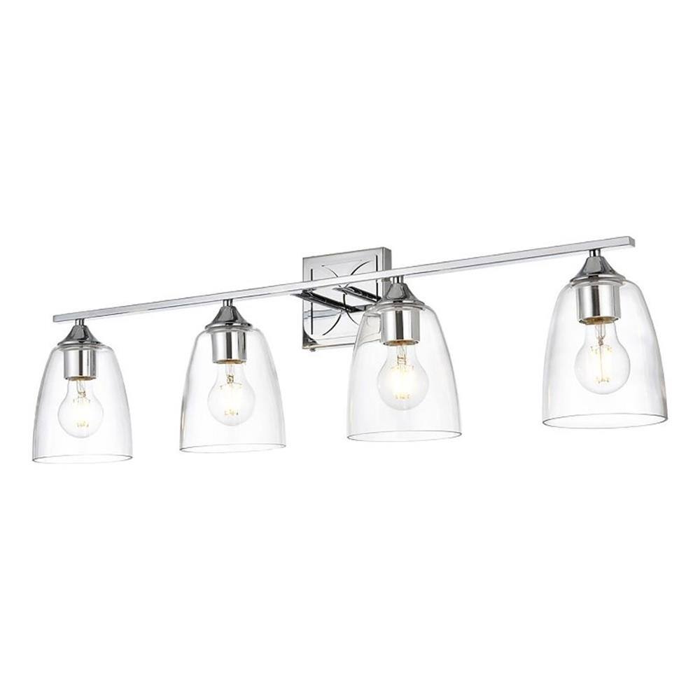 Left. Living District - Harris 4-Light Iron and Glass Bath Sconce - Chrome.