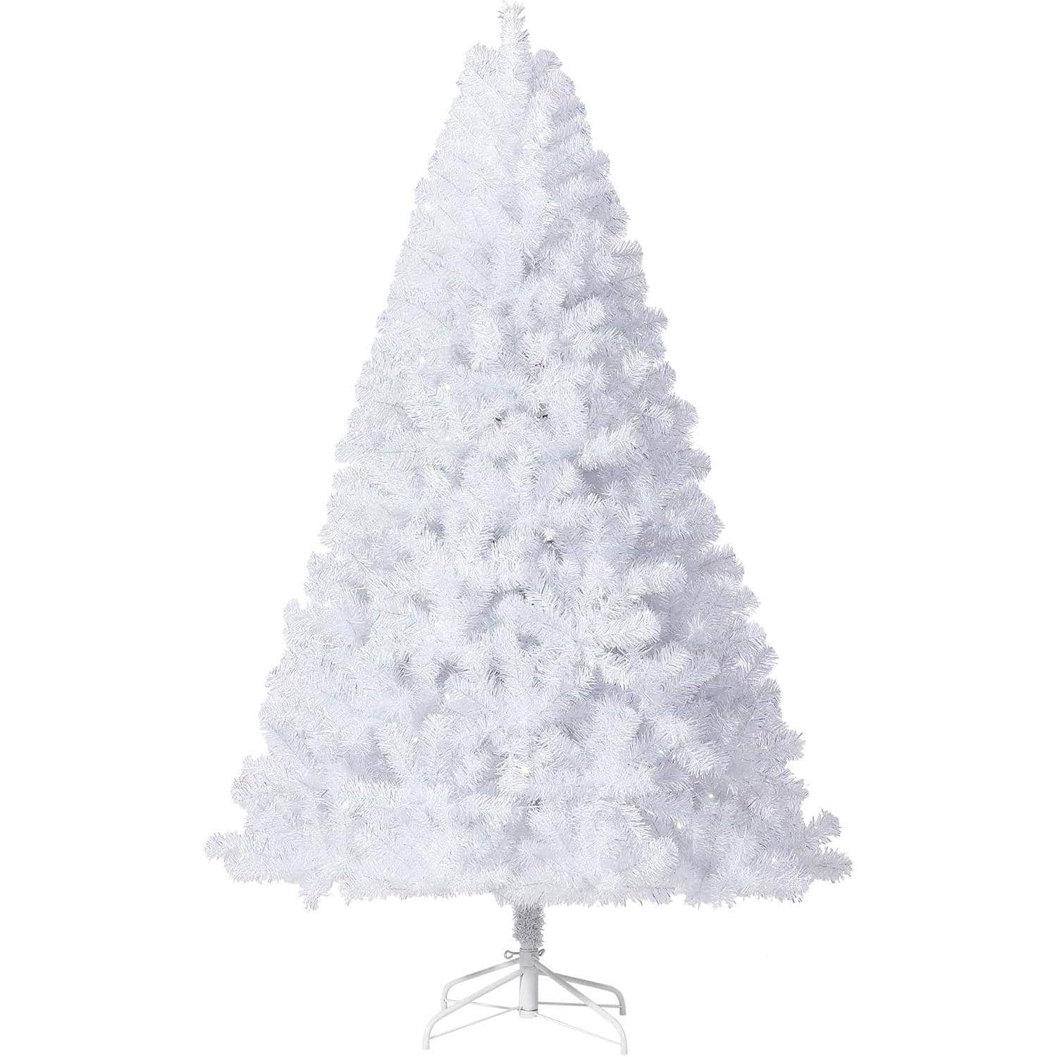 Acekool - Clearance! 9 FT Prelit Purple Gradient Snow Flocked Christmas Tree, Auto-Open Pencil Xmas Tree, Easy Assembly - White