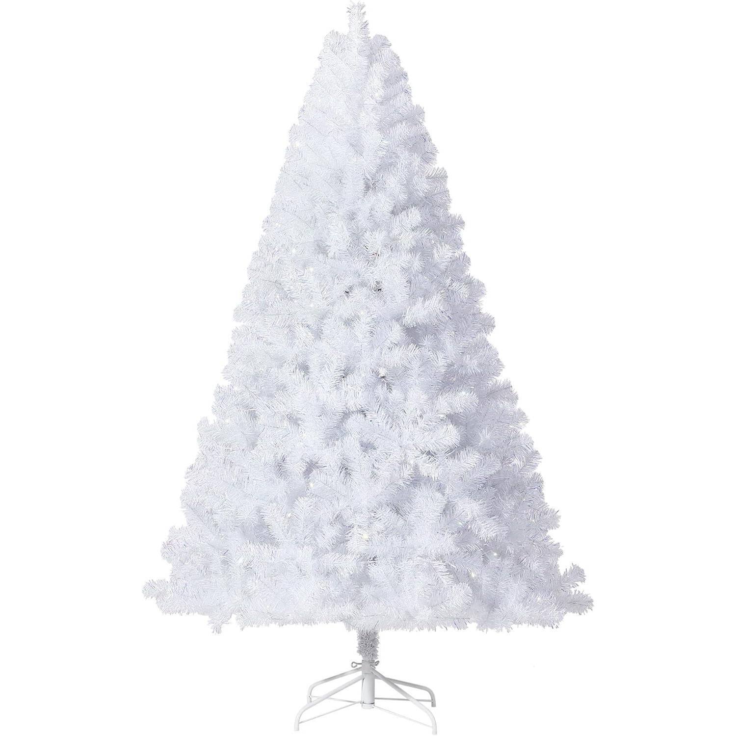 Acekool - 9 FT Prelit Purple Gradient Snow Flocked Christmas Tree, Xmas Tree - White