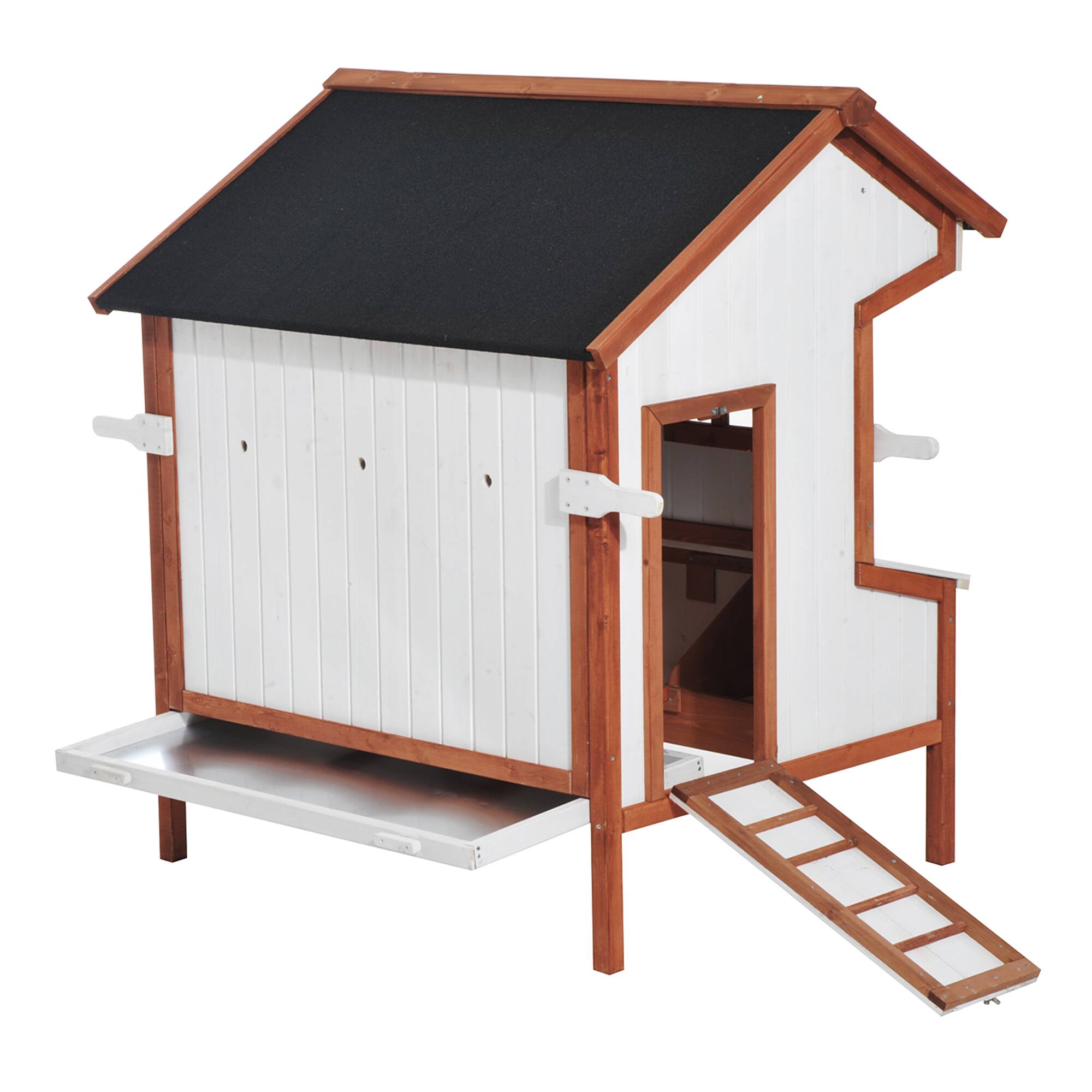 Alt View 5. Pawhut - 47" Chicken Coop, Rabbit Hutch, Raised Poultry Cage, Portable Hen Pen, Backyard with Nesting Box, Handles.