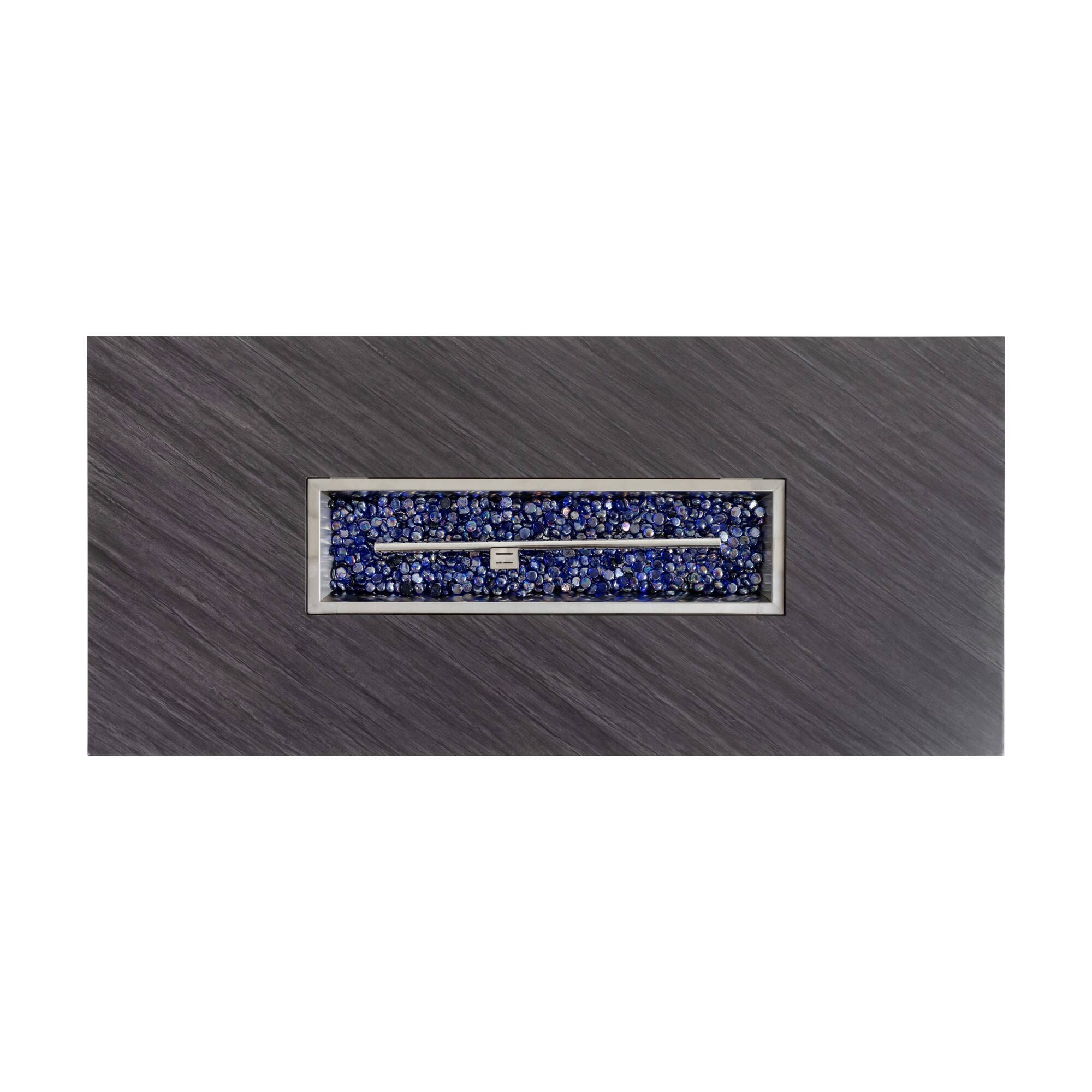 Alt View 2. PexFix - 60" Rectangular Propane Fire Pit Table, 60,000 BTU Outdoor Heater with Lava Rock Cove for Patio - Black.