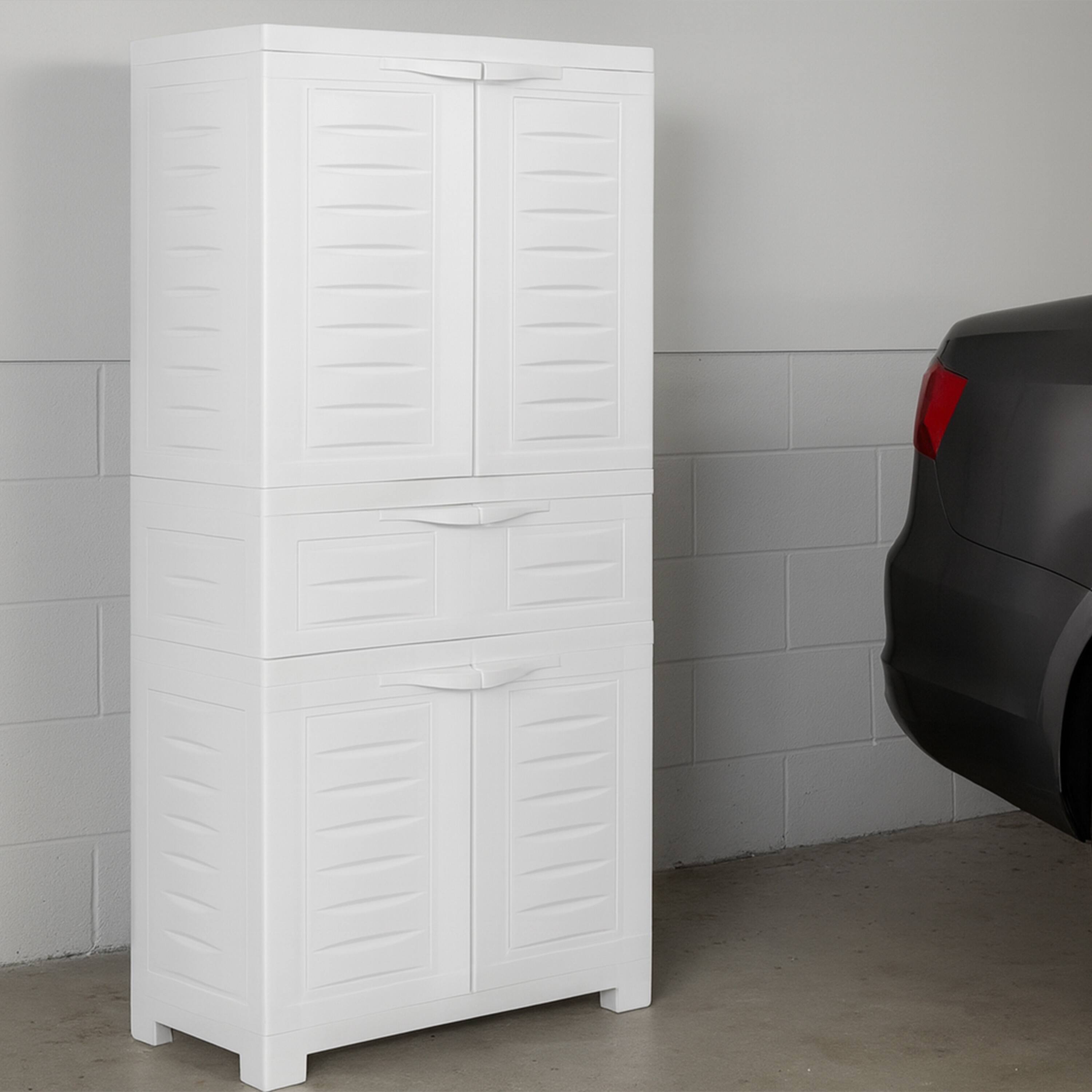 Alt View 10. Sunnydaze - Plastic Storage Cabinet with 2 Shelves - 57" - Speckled White.