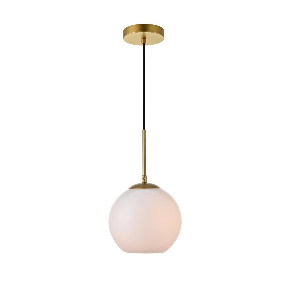 Alt View 3. Living District - Baxter 1 Light Brass Pendant With Frosted White Glass - Brass And Frosted White.