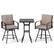 Front. Costway - 3 PCS Patio Swivel Bar Set Table and Chairs Set with Soft Cushions & Umbrella Hole - Brown,Black.