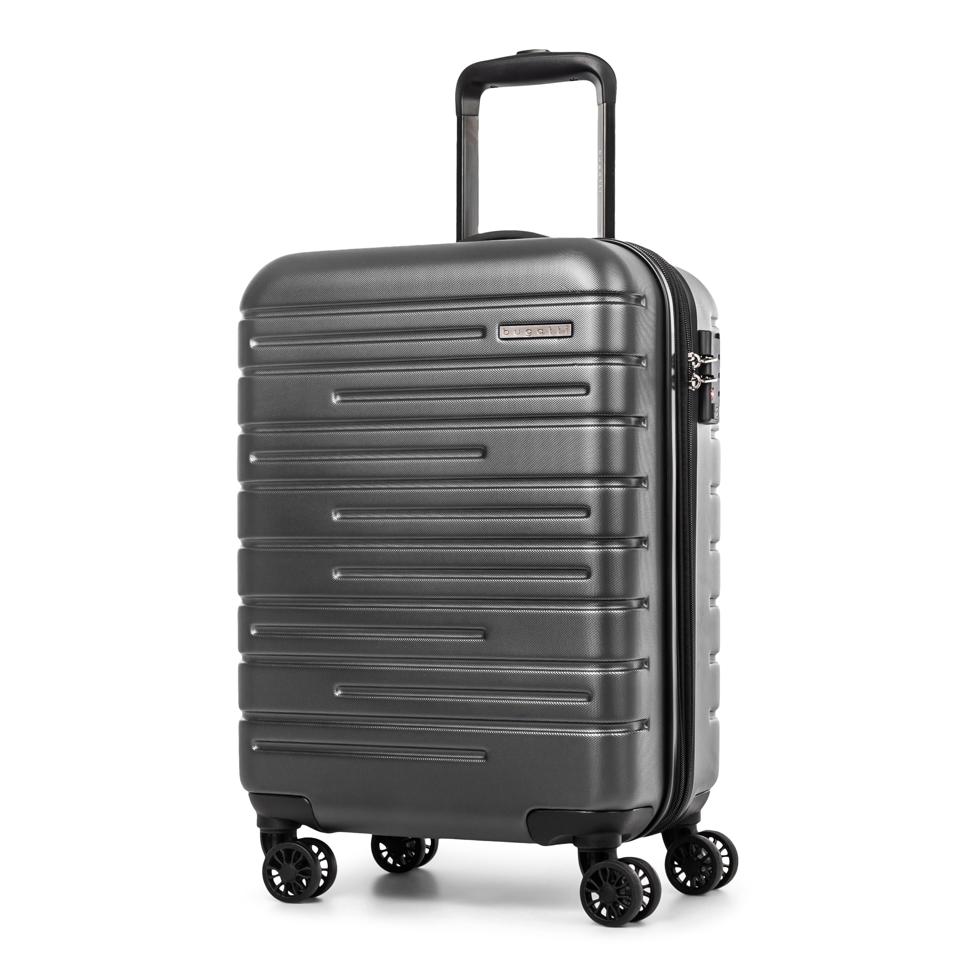 Angle View: Bugatti - Geneva Carry on Suitcase - Charcoal