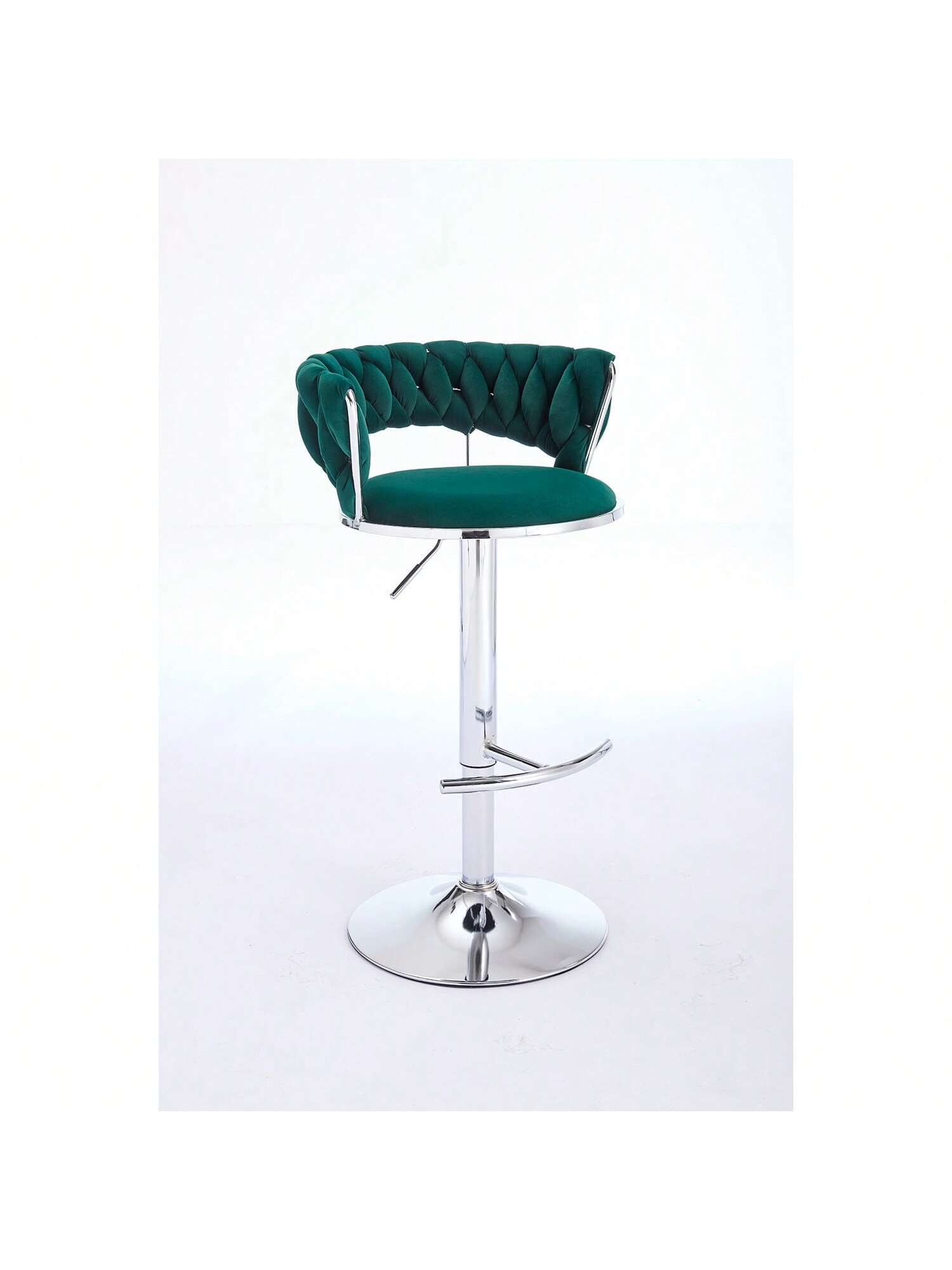 Alt View 2. Trinkets Crazed - Velvet Bar Stools Set Of 2, Modern Swivel Barstools With Woven Backrest, Adjustable Counter Stools - Green.
