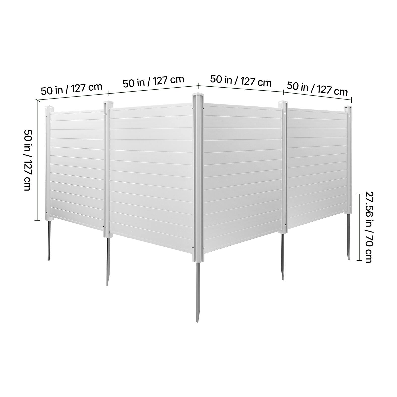 50 in / 127 cm  
50 in / 127 cm  
50 in / 127 cm  
50 in / 127 cm  
50 in / 127 cm  
27.56 in / 70 cm