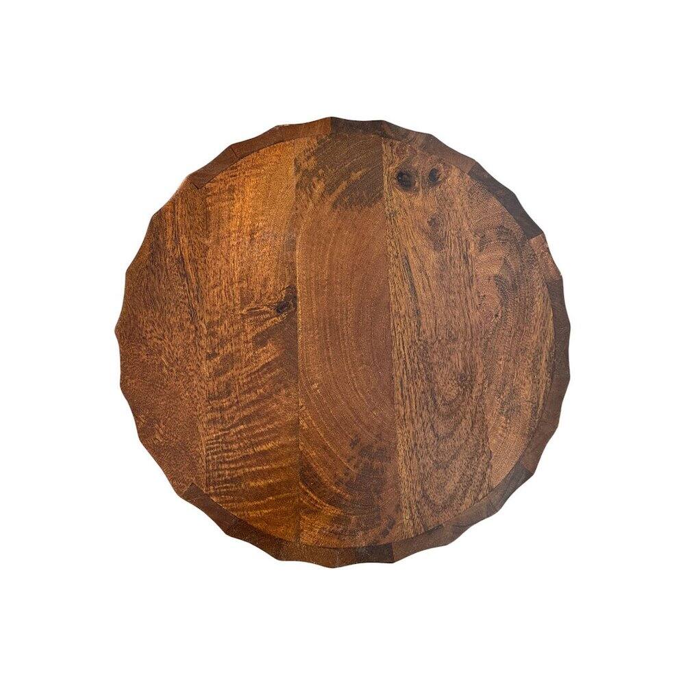 Alt View 3. Carolina Chair & Table - Harrison Groove 16"x 21" Round Scallop Accent Table with Drawers - Chestnut - Chestnut.