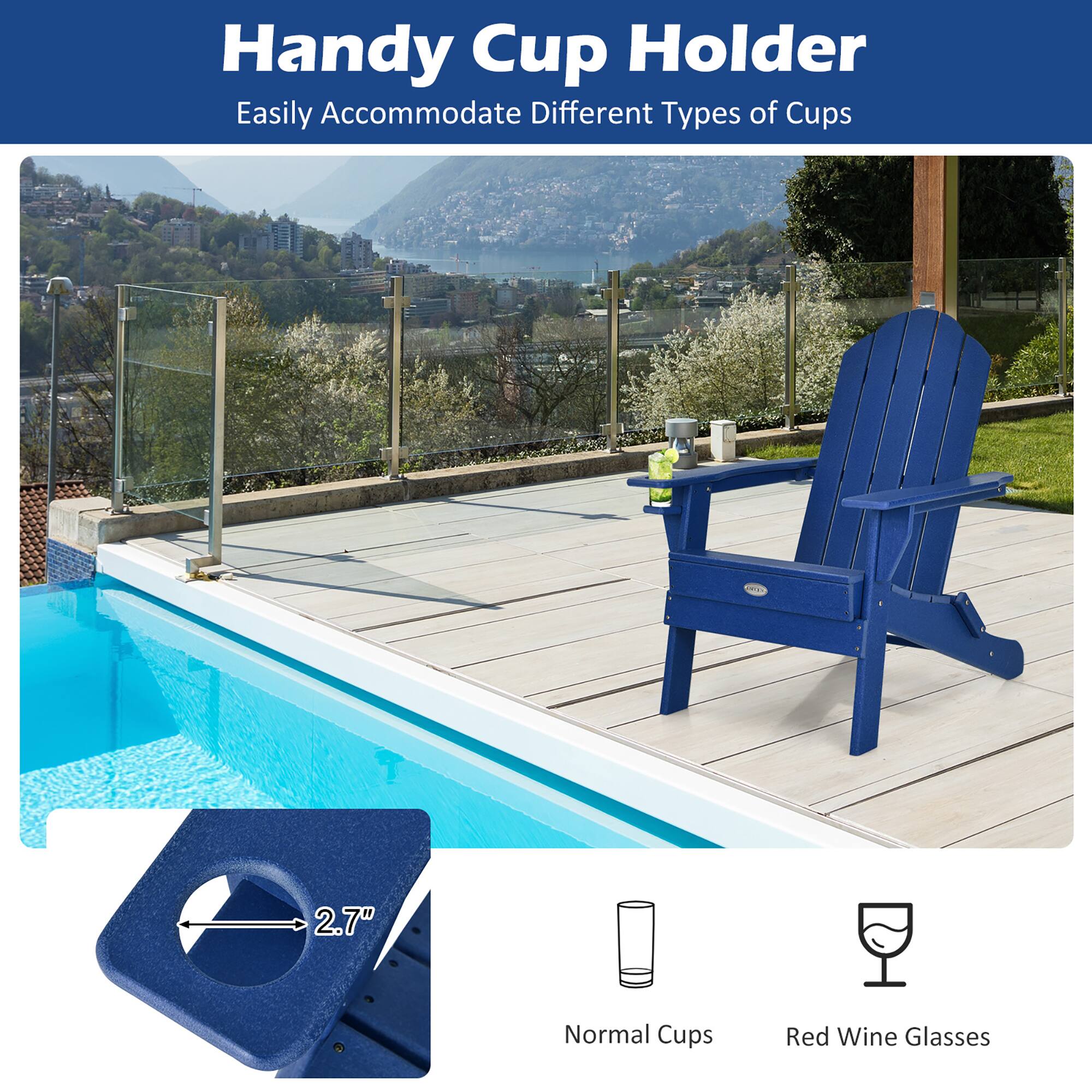 Handy Cup Holder Easily Accommodate Different Types of Cups

2.7"
Normal Cups
Red Wine Glasses