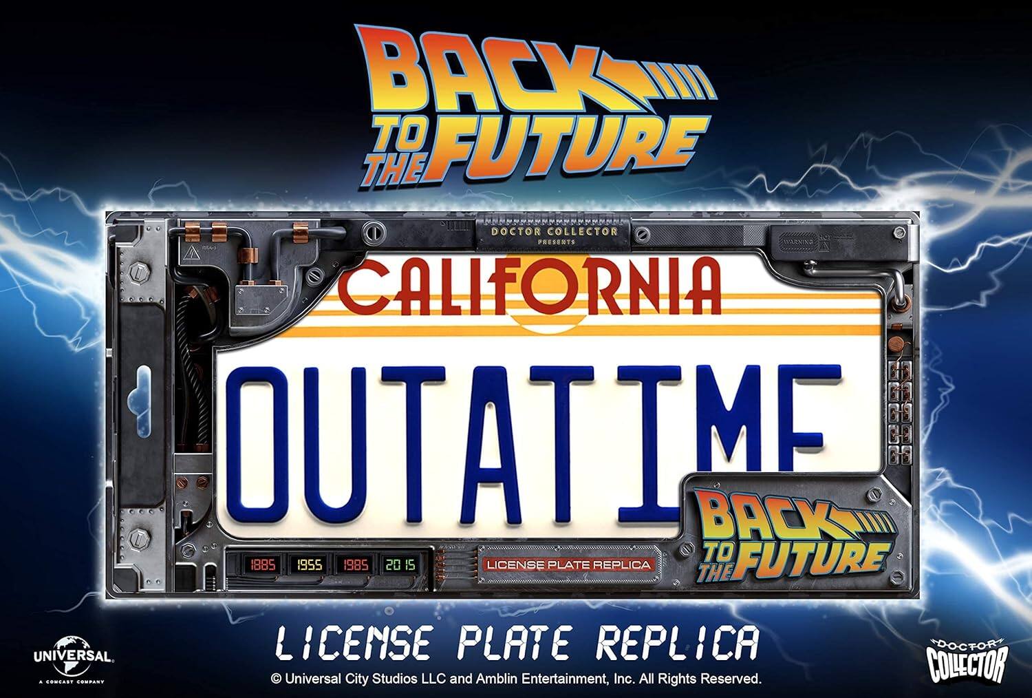 Back to the Future California Outatime license plate replica.