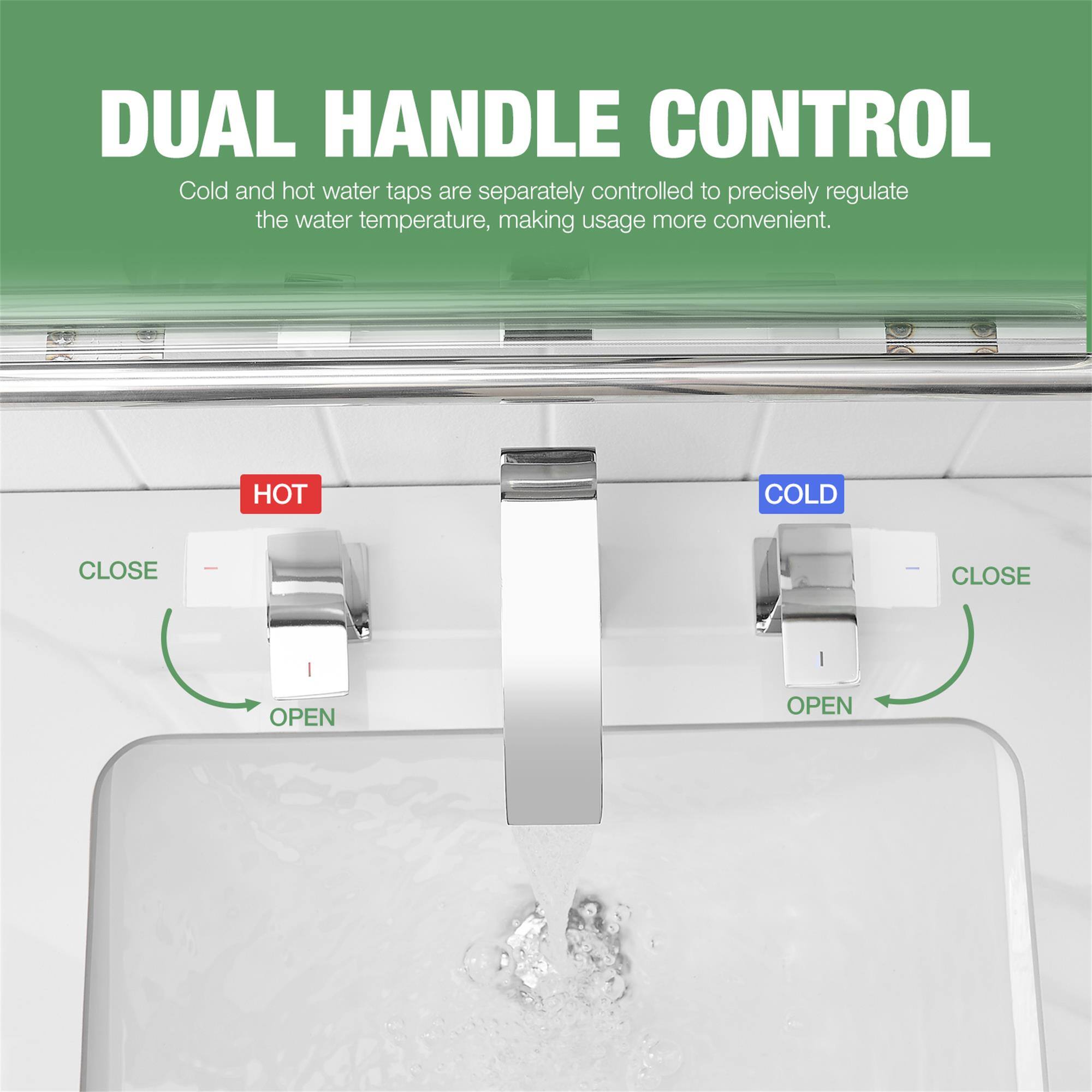 Boyel Living Finish 3 Hole Waterfall Bathroom Faucet Two Handle with ...