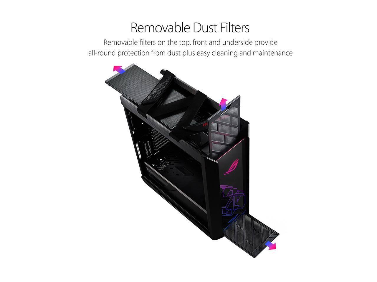 Removable Dust Filters

Removable filters on the top, front, and underside provide all-round protection from dust plus easy cleaning and maintenance.