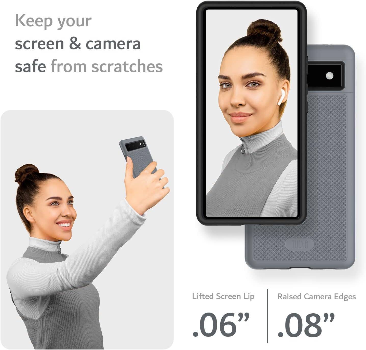 Keep your screen & camera safe from scratches

Lifted Screen Lip .06"

Raised Camera Edges .08"