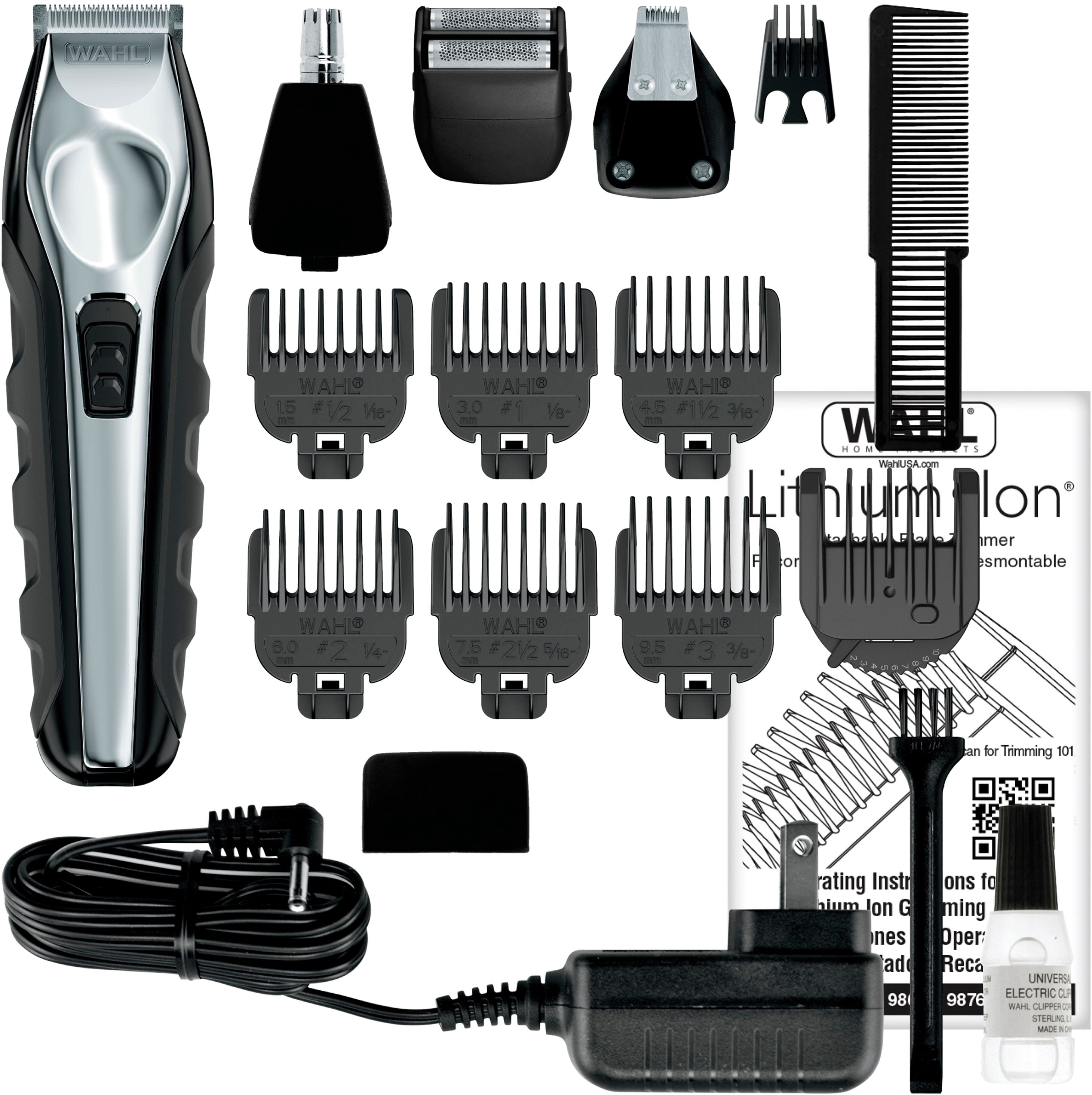 Best Buy: Wahl Lithium Ion Rechargeable Trimmer Black/silver 9888-600