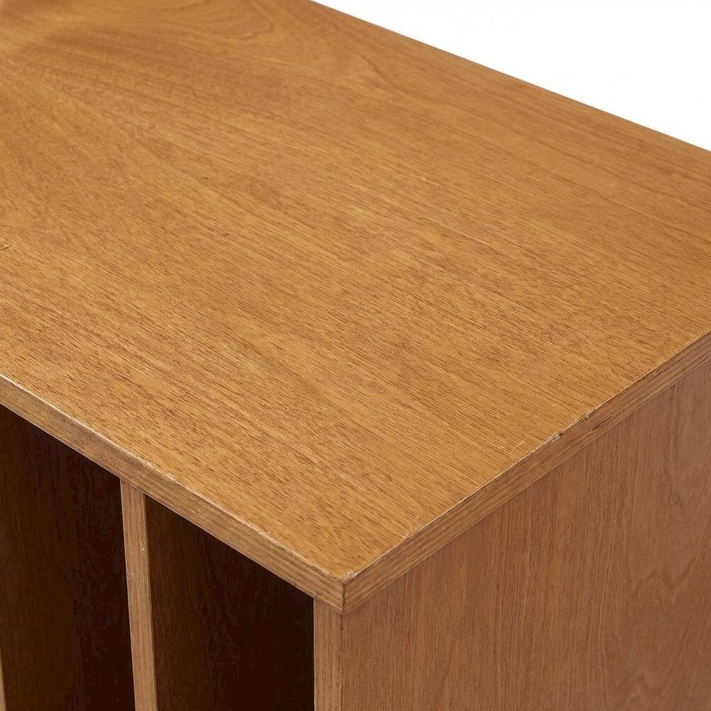 Alt View 4. FurniFact - Wooden record player stand with vinyl storage and modern design - Brown.