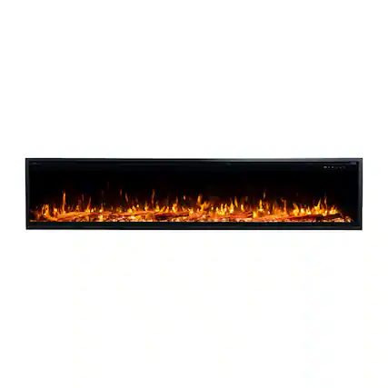 Front. Touchstone Home Products - 100 in. Wall Mounted Recessed Sideline Elite Pro Smart Electric Fireplace 1500W - Black.