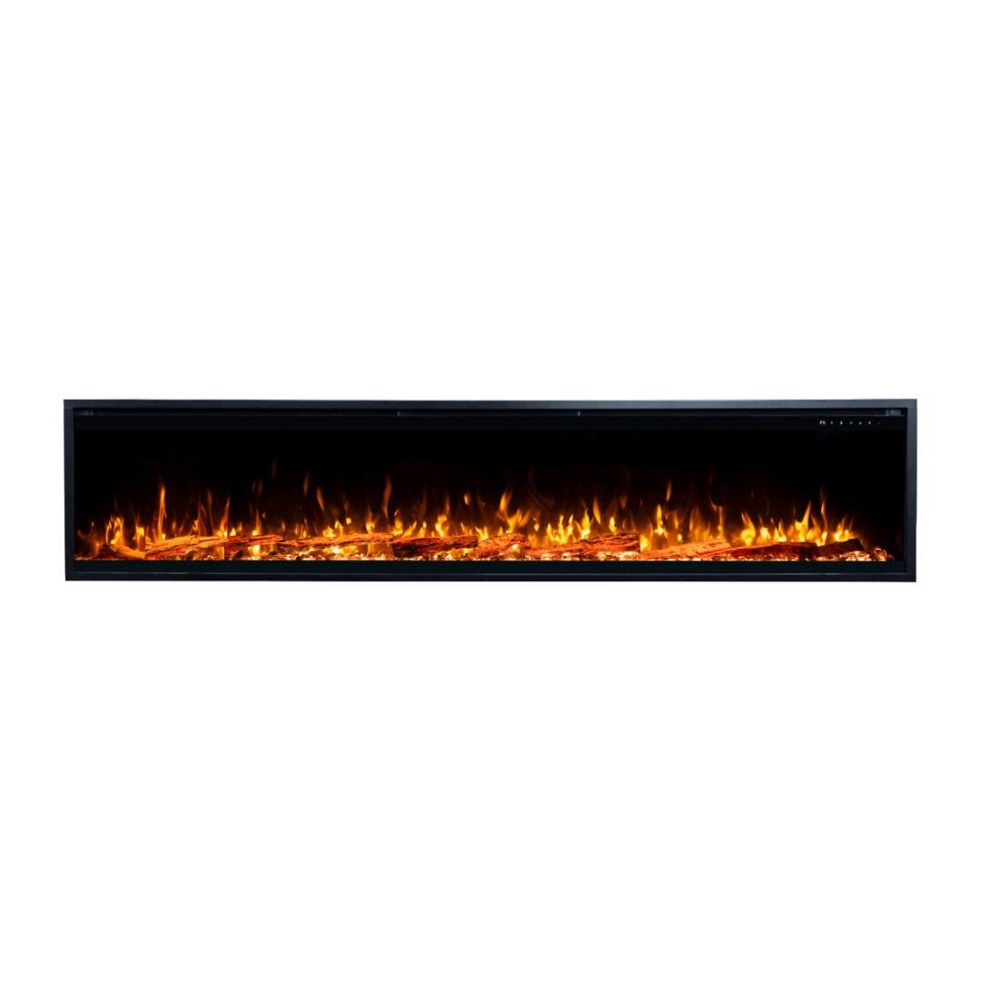 Touchstone Home Products - 100 in. Wall Mounted Recessed Sideline Elite Pro Smart Electric Fireplace 1500W - Black