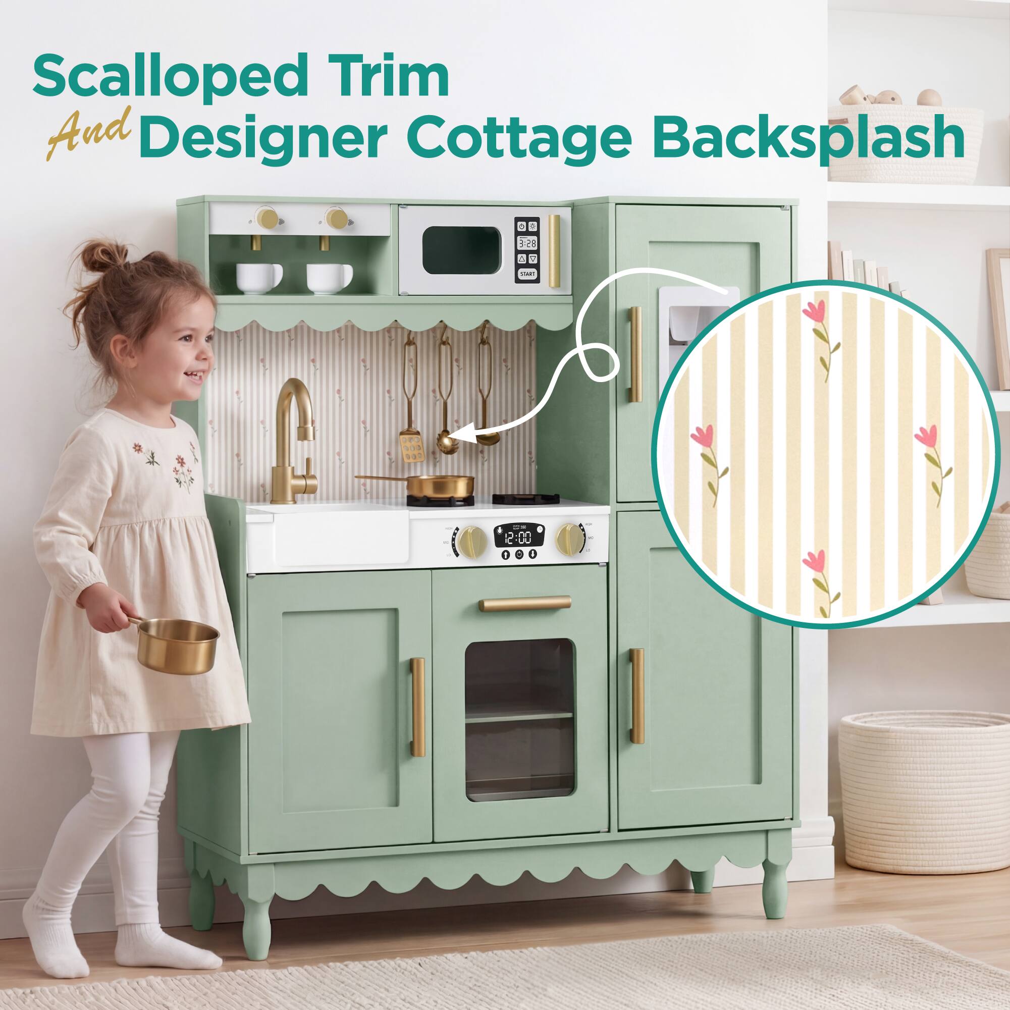 Scalloped Trim And Designer Cottage Backsplash