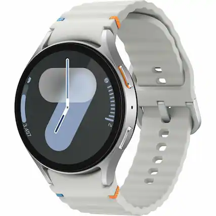 Front. Samsung - Samsung Galaxy Watch7 44mm, Silver, LTE - 44.4 mm - 44.4 mm - Heart Rate Monitor - Camera - Heart Rate, Sleep Quality, S - Silver.