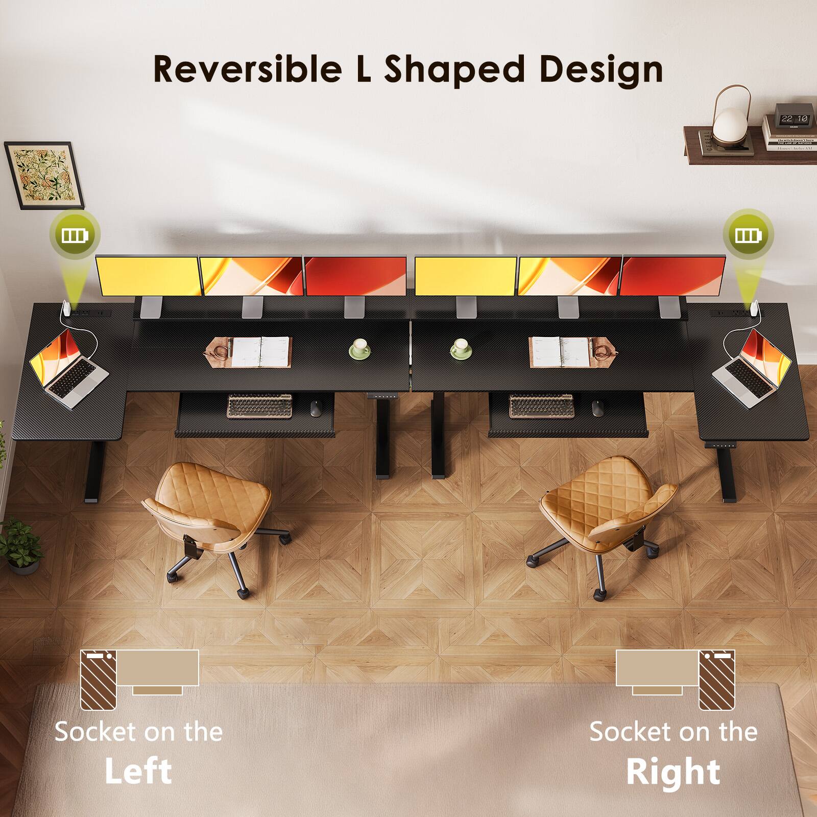Reversible L Shaped Design

Socket on the Left

Socket on the Right