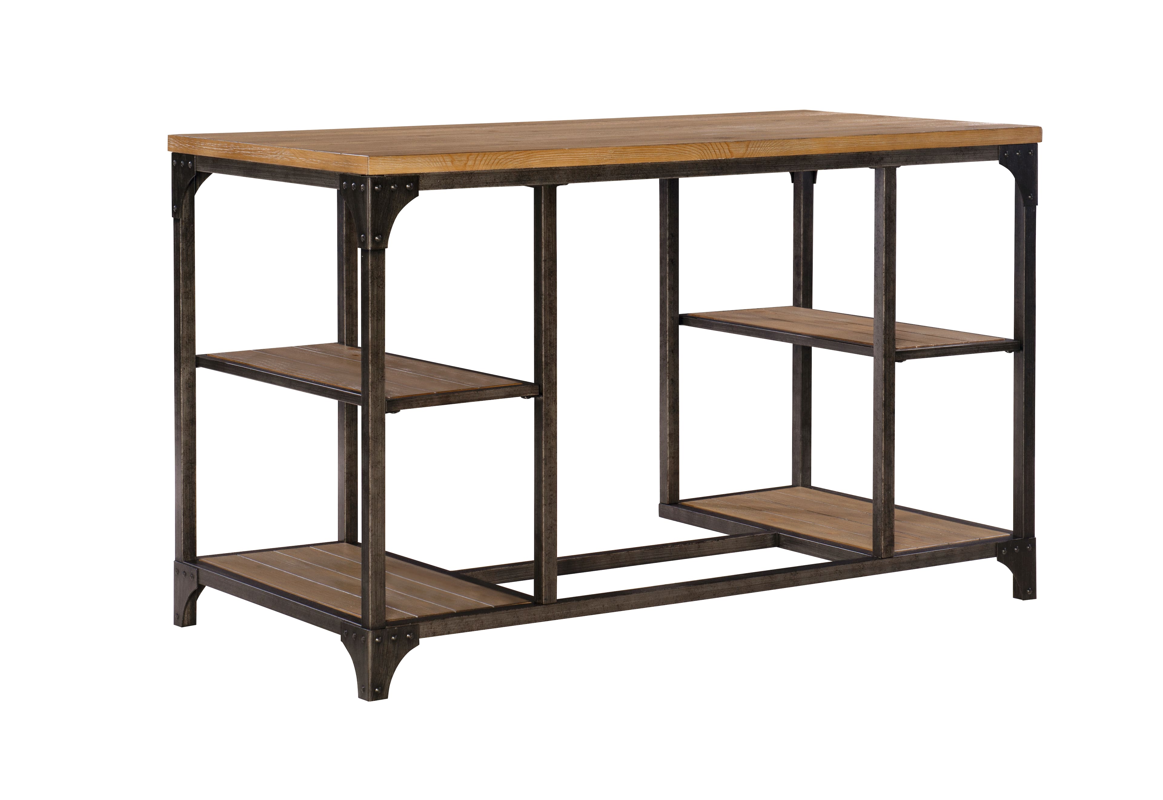 Alt View 11. Linon Home Décor - Barlyn Four-Shelf Writing Desk - Weathered Driftwood.