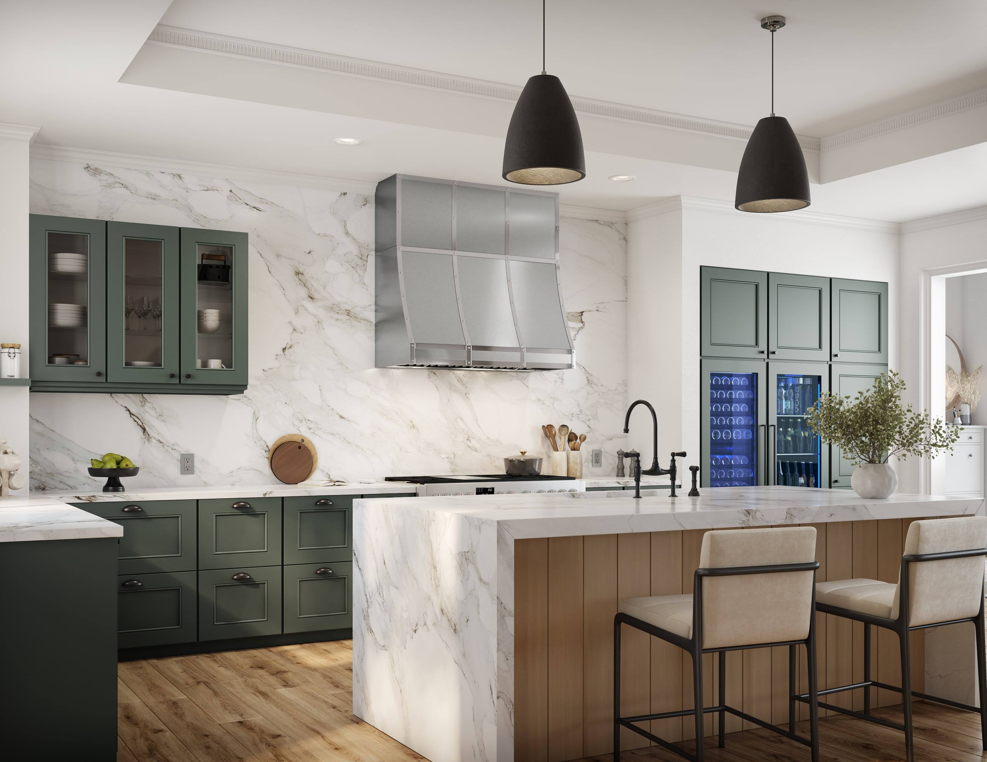 Alt View 1. Zephyr - Forte 48 in. Convertible Wall Mount Custom Range Hood - Stainless Steel.