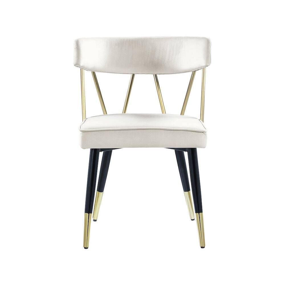 Alt View 3. Meridian Furniture - Rheingold Cream Velvet Dining Chair, Set of 2 - Beige.